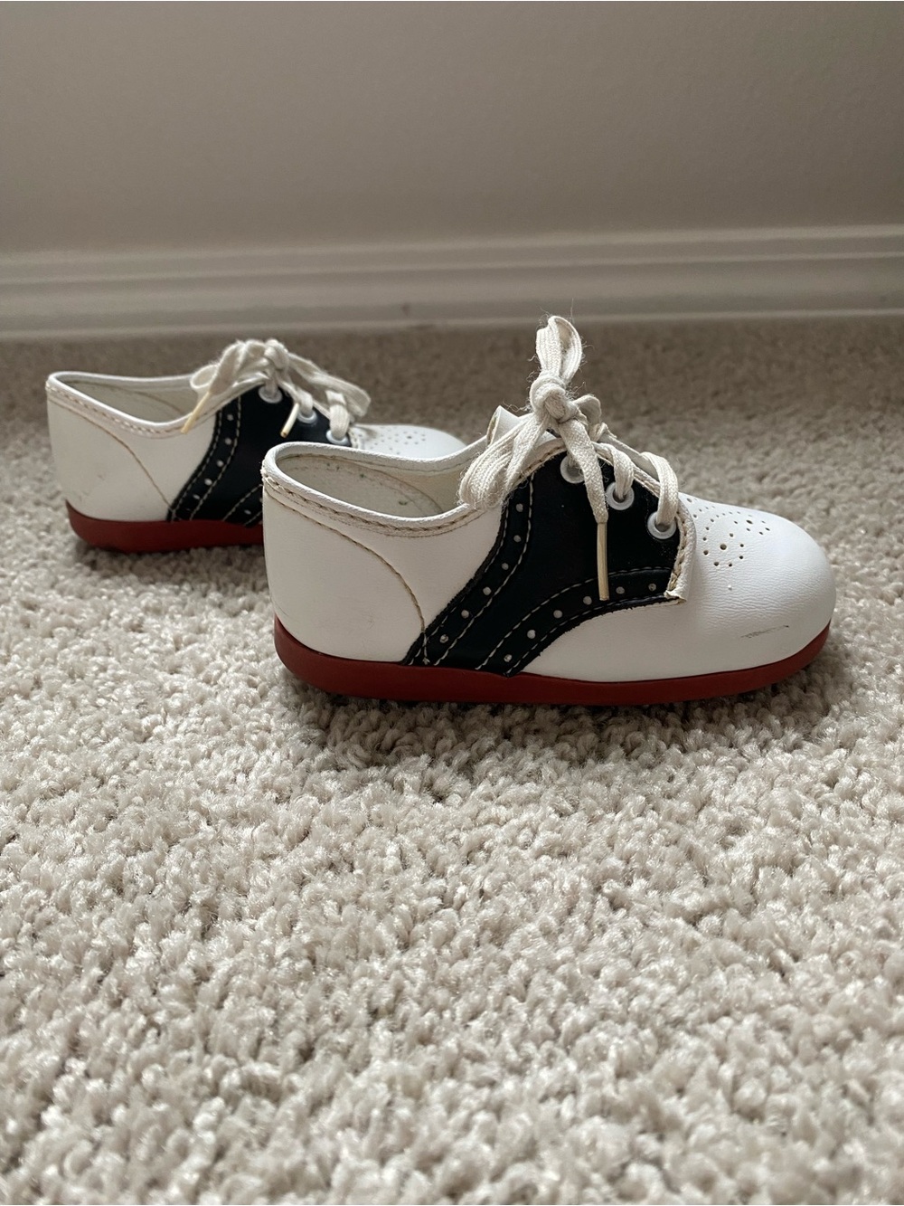Vintage | White, Black and Red Baby Saddle Shoes | made in the U.S.A.